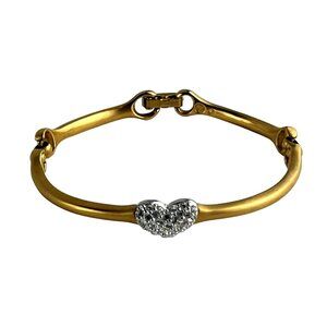 Swarovski Crystal Heart Bronze Bracelet-Signed